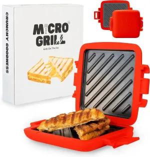 | Microwave Sandwich Maker - Grilled Cheese Munchy - Toastie Maker - Panini Press - Travel Sandwich Maker (Red)