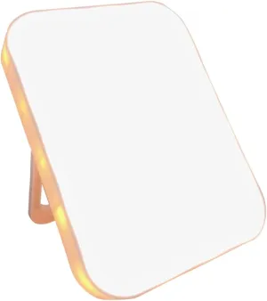 1 PC Portable LED Makeup Mirror with Brightness Folding Design Touch Activation Light Modes for Travel and Home Use
