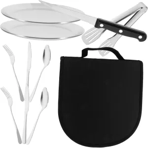 1 Set Portable Stainless Steel Cutlery Set Fork Spoon Knife Tableware for Camping Bbq and Outdoor Dining Ergonomic Design for Parties and Events
