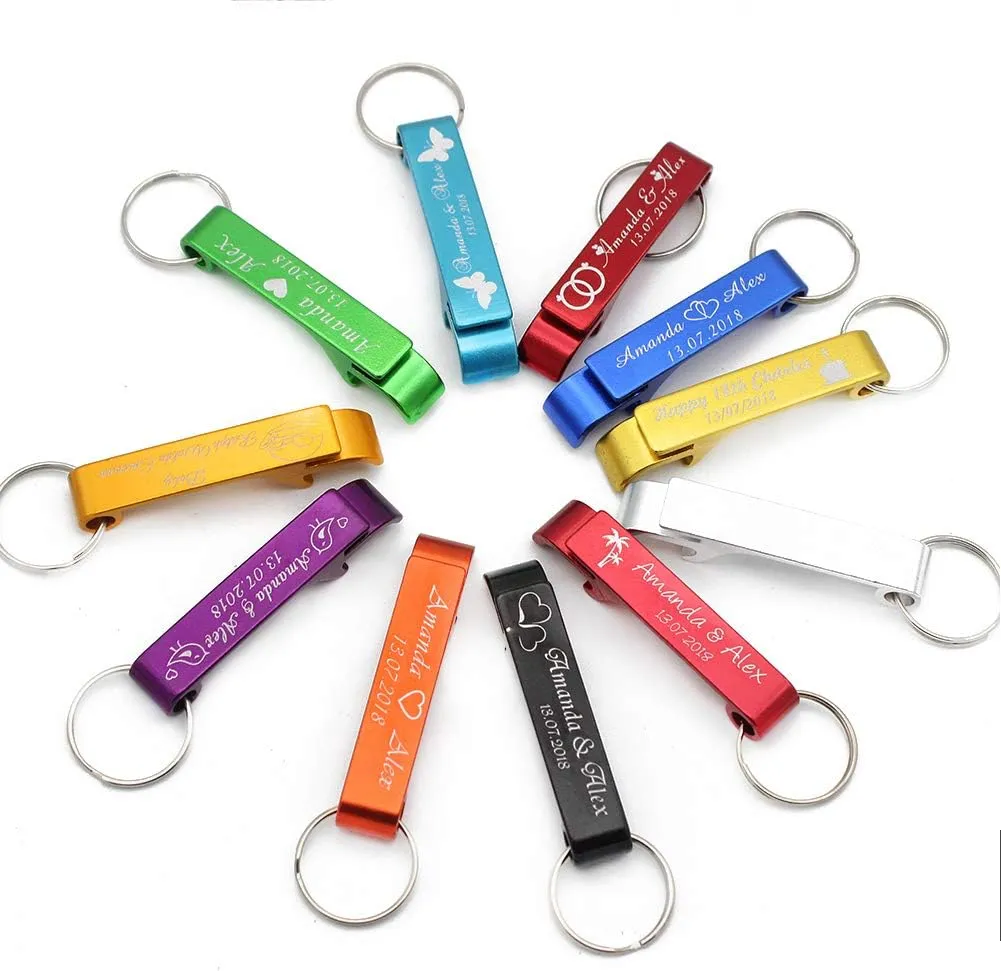 100Pcs Personalized Bottle Opener Keychain Custom Keychain With Text/Logo/Photo For Wedding, Birthdays, Business, Event Party Favors