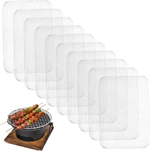 10Pcs Disposable Grill Grates, 15x12 Inch Non-Stick Aluminum Grill Mesh for Outdoor Camping Barbeque Picnics