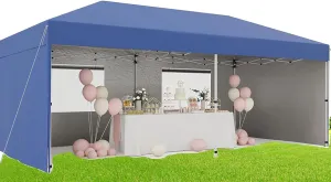 10x20 Pop Up Canopy Tent with Awning & Side Walls, Heavy Duty Canopy UPF 50  All Season Wind Waterproof Commercial Outdoor Street Vendors Party Tents for Parties Canopy with Roller Bag