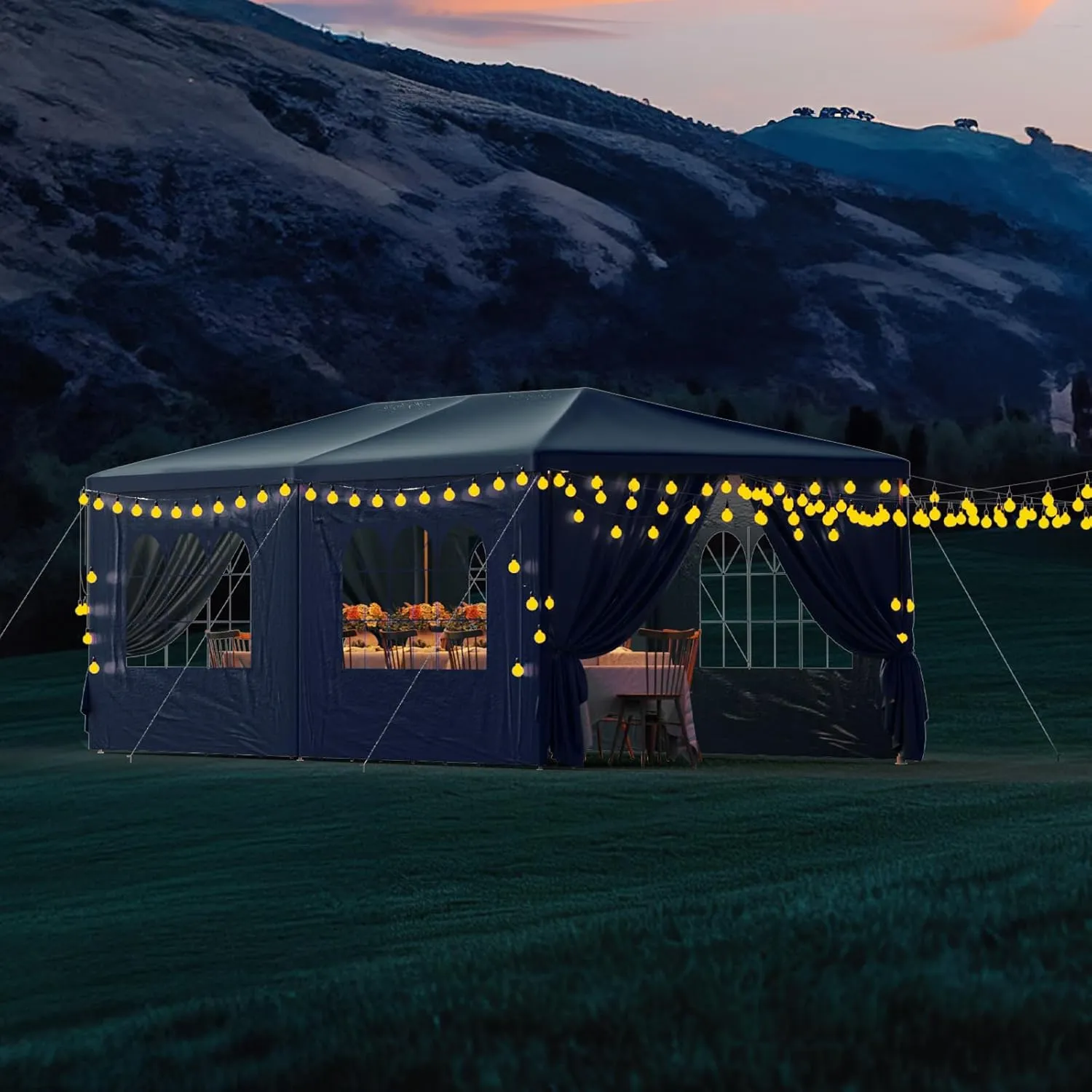 10x20FT Black Party Tent Outdoor Canopy Tent Heavy Duty Waterproof Patio Gazebo Wedding Event Tents for Parties with 6 Removable Sidewalls Perfect for Birthday Holiday Graduation BBQ
