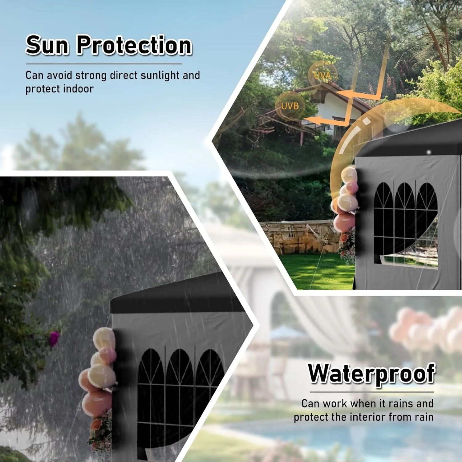 10x20FT Black Party Tent Outdoor Canopy Tent Heavy Duty Waterproof Patio Gazebo Wedding Event Tents for Parties with 6 Removable Sidewalls Perfect for Birthday Holiday Graduation BBQ