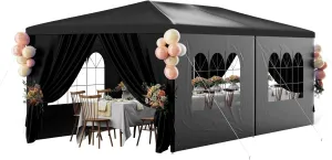 10x20FT Black Party Tent Outdoor Canopy Tent Heavy Duty Waterproof Patio Gazebo Wedding Event Tents for Parties with 6 Removable Sidewalls Perfect for Birthday Holiday Graduation BBQ