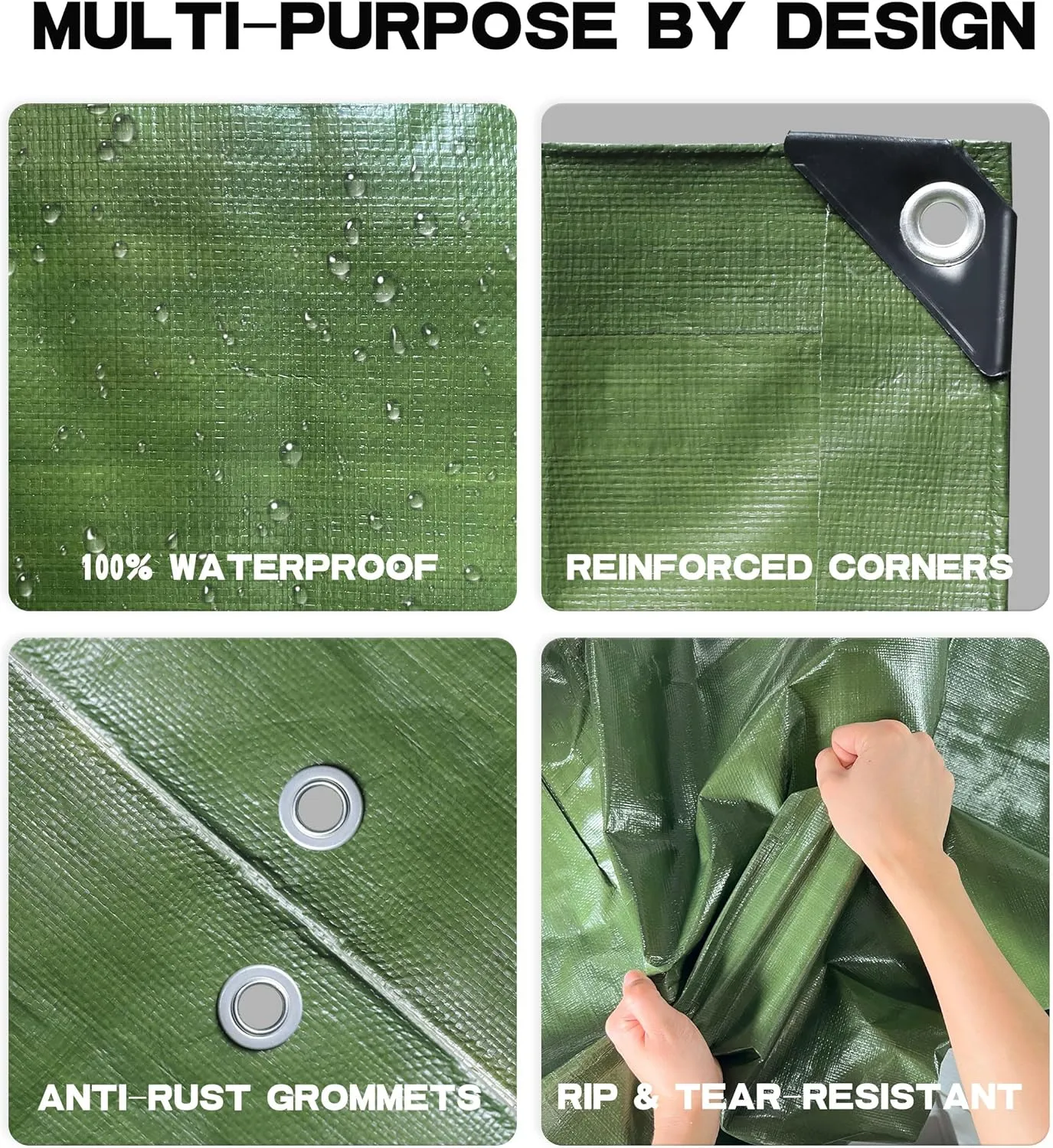 12' x 16' Tarp 5-mil Thick Camping Tent Rain Tarps Green Waterproof Outdoor Cover…