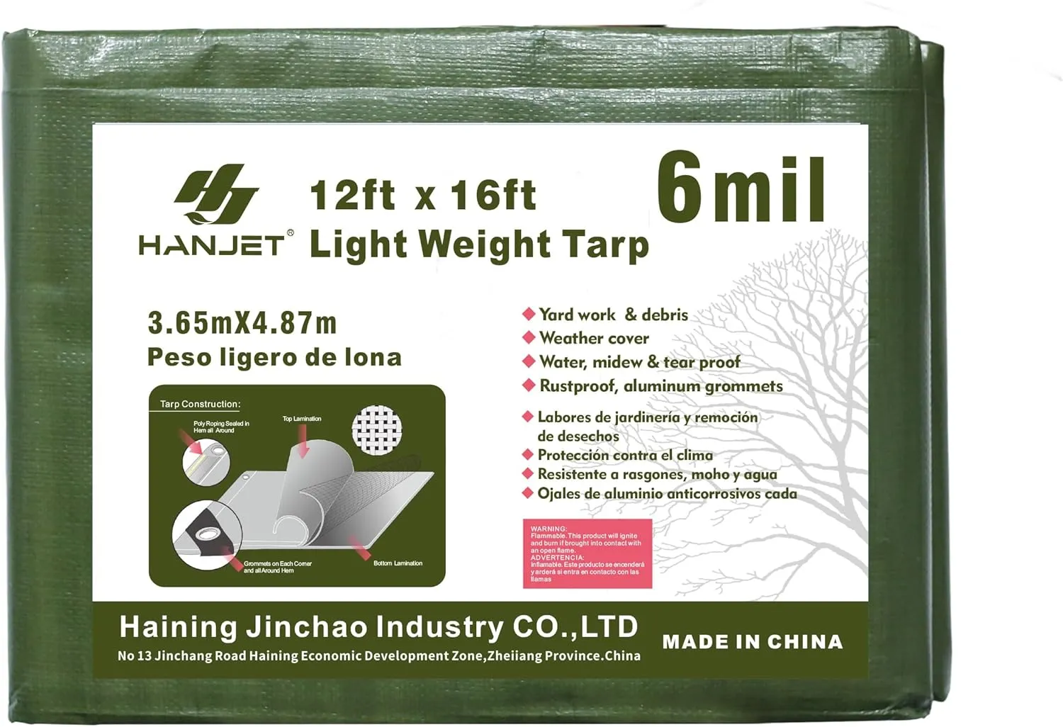 12' x 16' Tarp 5-mil Thick Camping Tent Rain Tarps Green Waterproof Outdoor Cover…