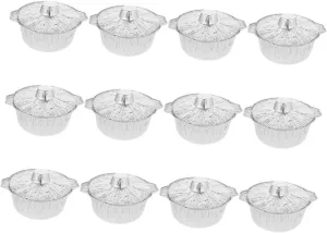 12pcs Bbq Aluminum Pot with Lids Tinfoil Pots for Cooking Baking Outdoor Camping