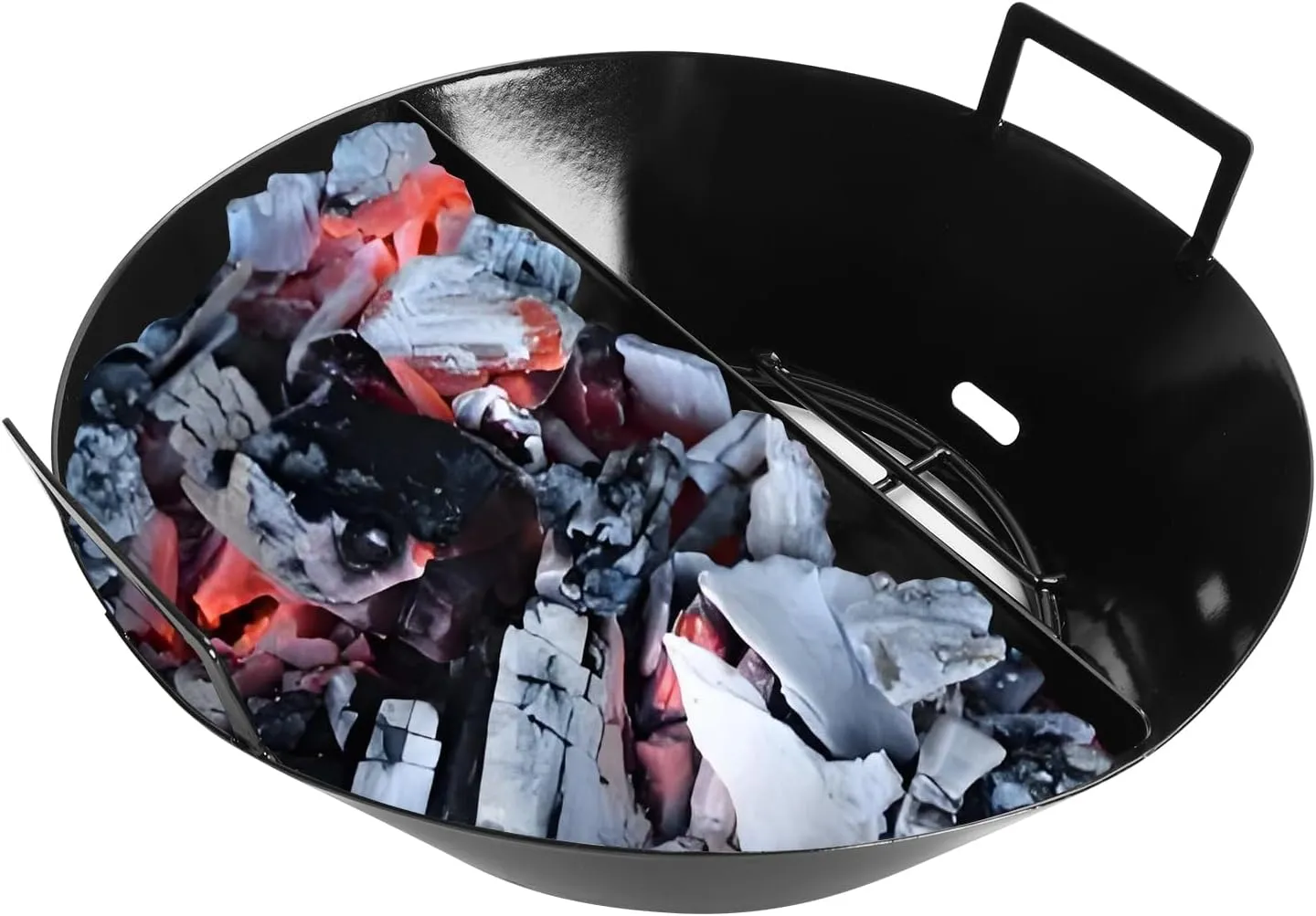 14 Inches Charcoal Basket for Large Big Green Egg, Porcelain Enamel Ash Basket with Divider for Kamado Joe Classic Accessories, Charcoal Holder Replacement Parts for Weber 26" Kettle Charcoal Grills