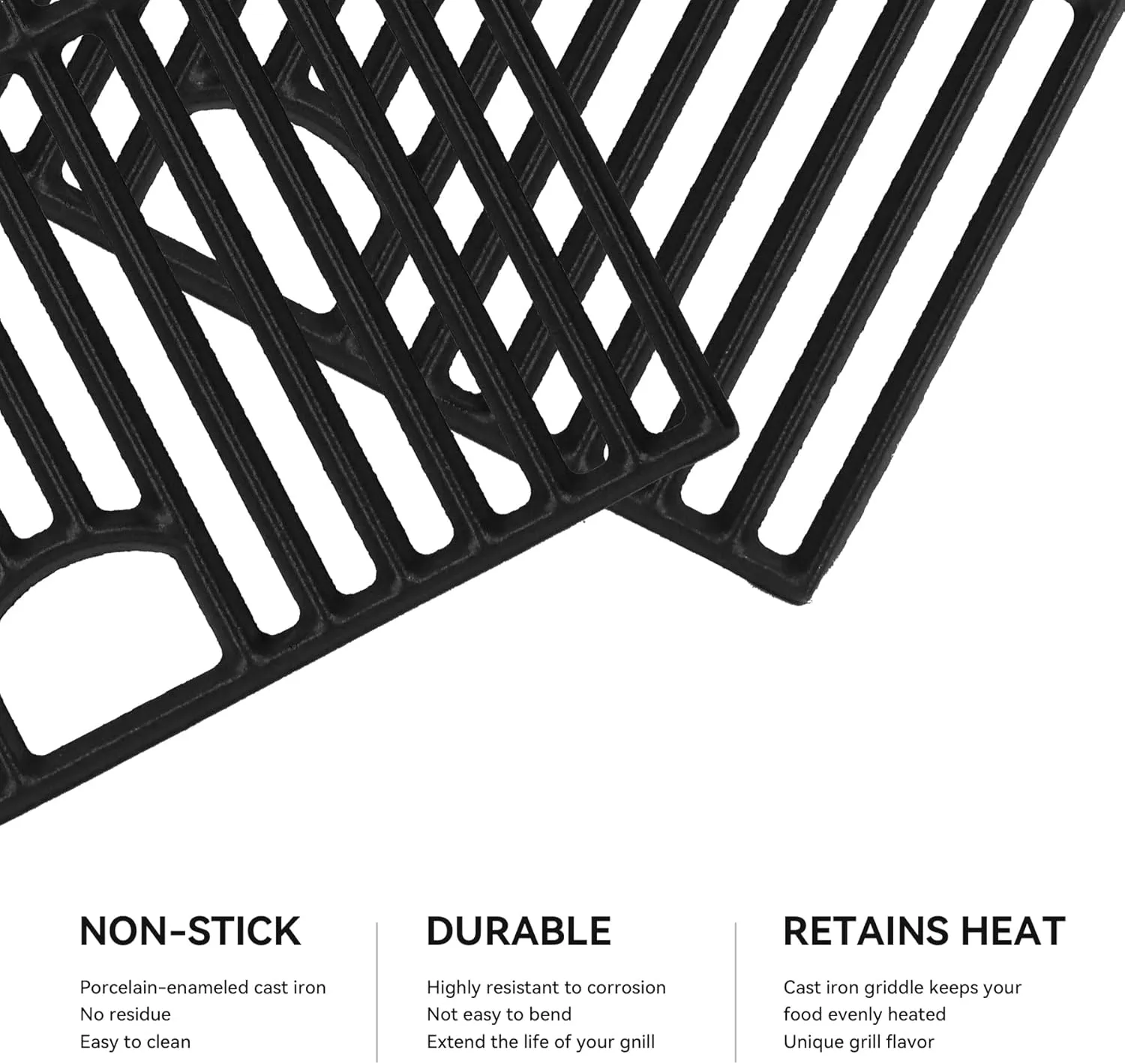 17inch Grill Grates for Nexgrill 6 Burner 720-0896 720-0896B 720-0896E 720-0898 720-0896X 720-0896C 720-0896CP 720-0898A, Cast Iron Cooking Grids for Homedepot Nexgrill 6-Burner Deluxe 720-0896,3Pack