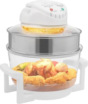 17L Turbo Air Fryer, Portable Glass Air Fryer with Expansion Ring and Gril, Multifunction Convection Oven Roaster for Kitchens, Restaurants