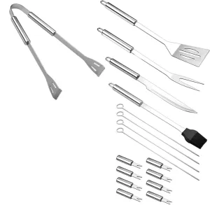 18-Piece BBQ Grill Accessories Set, Heavy Duty Stainless Steel Grilling Tools with Carrying Bag, for Camping & Travel