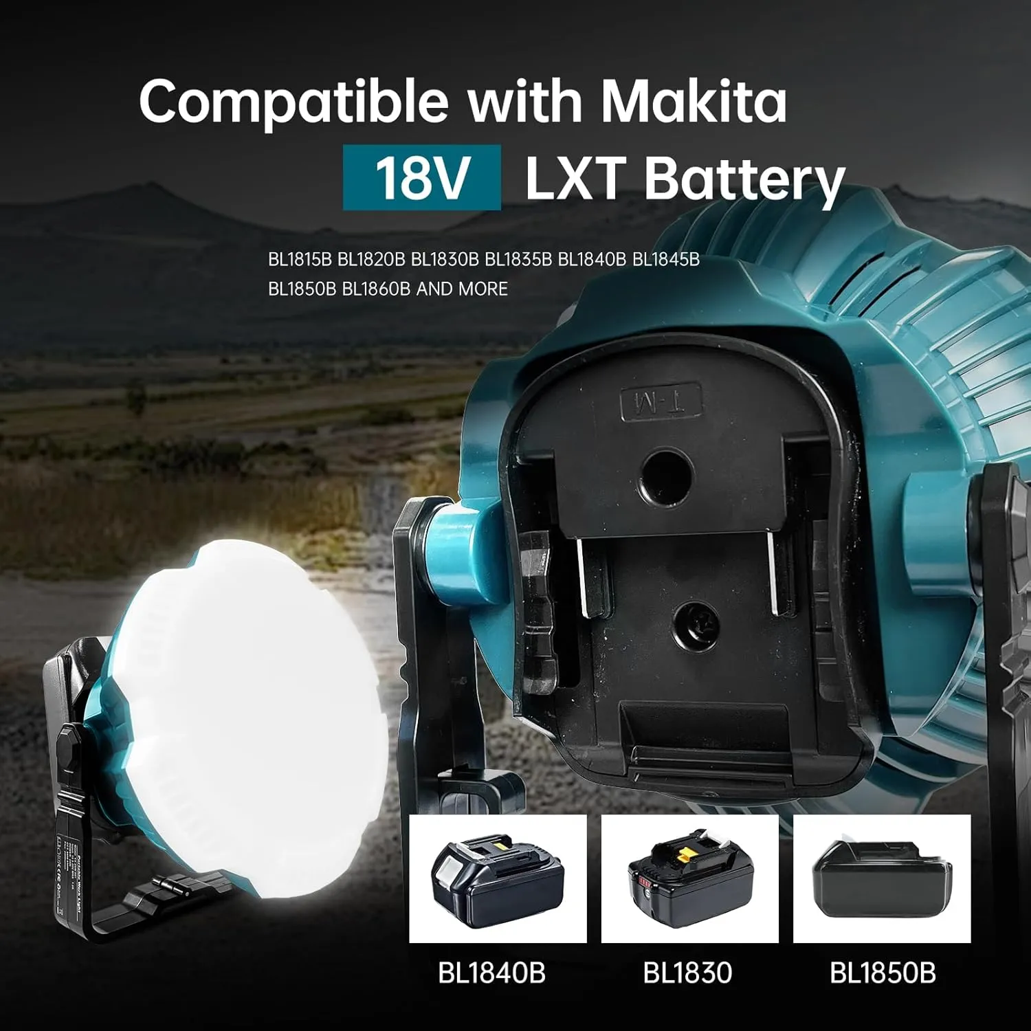18V LED Camping Lantern for Makita 18V LXT Battery, 24W LED Work Light for Emergency and Hurricane,Camping, Hiking, Fishing（Battery Not Included）