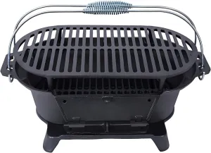 19'' Compact Grill Cast Iron Charcoal Grill，Portable Outdoor for Camping and Tailgating with Removable Cooking Grate (26 lbs)