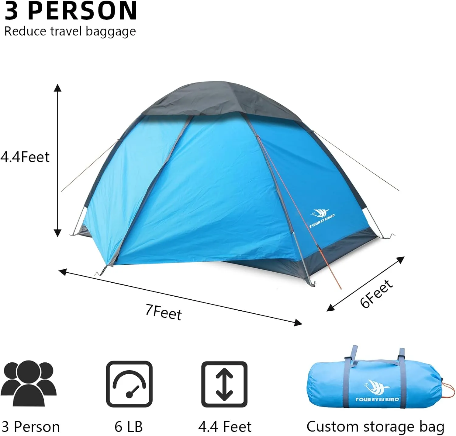 2-3 Person Backpacking Tent, 3-4 Season Lightweight Waterproof Tents with Two Doors for Outdoor Camping, Hiking, Family Beach Hunting Travel
