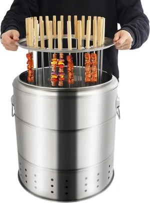 2-In-1 Portable Smokeless Barbecue Barrel,28 Skewers Large Capacity Barbecue Grill With Oil And Charcoal Separation Design.BBQ Charcoal Grill For Picnics, Camping, Traveling, Parties, Gardens, Etc