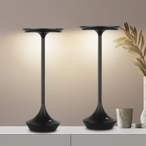 2 Pack Rechargeable Cordless Table Lamps, Portable 4000mAh Battery Table Lights, 3 Color Stepless Dimming LED Wireless Desk Light with Memory Function for Outdoor/Dinner/Bar/Restaurant/Camping