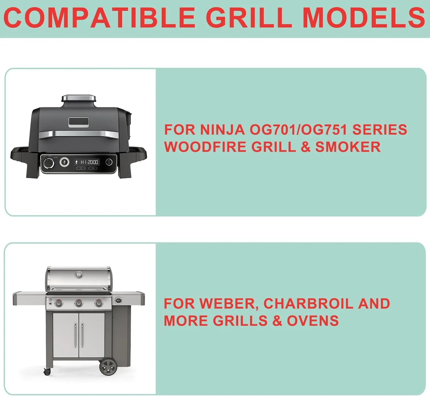 2-Pack Rib Rack for Ninja Woodfire OG751/OG700 Series, Roasting Turkey Rack for Ninja OG701 Woodfire Electric Grills 7 in 1 Ninja Woodfire Outdoor Grill Accessories 4 Full Racks Holder of Ribs