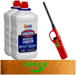(2 Pack) XALEZ Odorless Charcoal Lighter Fluid, 64 Fluid Ounces   XALEZ TM Long Reach Lighter