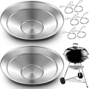 2 Pcs 13-1/2" Diameter Ash Catcher Pan Ash Pan for Charcoal Grill Compatible with Weber for Grill Replacement Parts