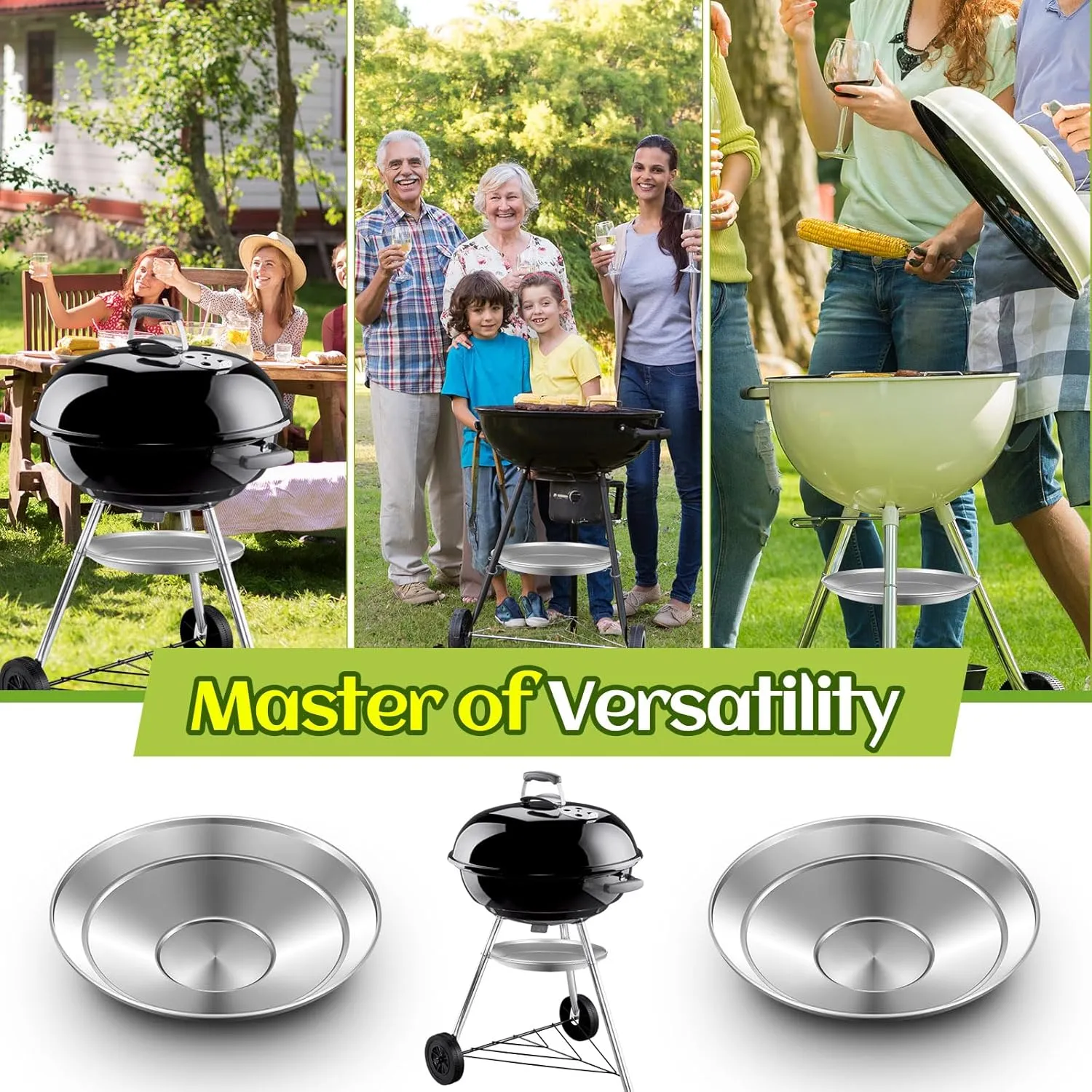 2 Pcs 13-1/2" Diameter Ash Catcher Pan Ash Pan for Charcoal Grill Compatible with Weber for Grill Replacement Parts