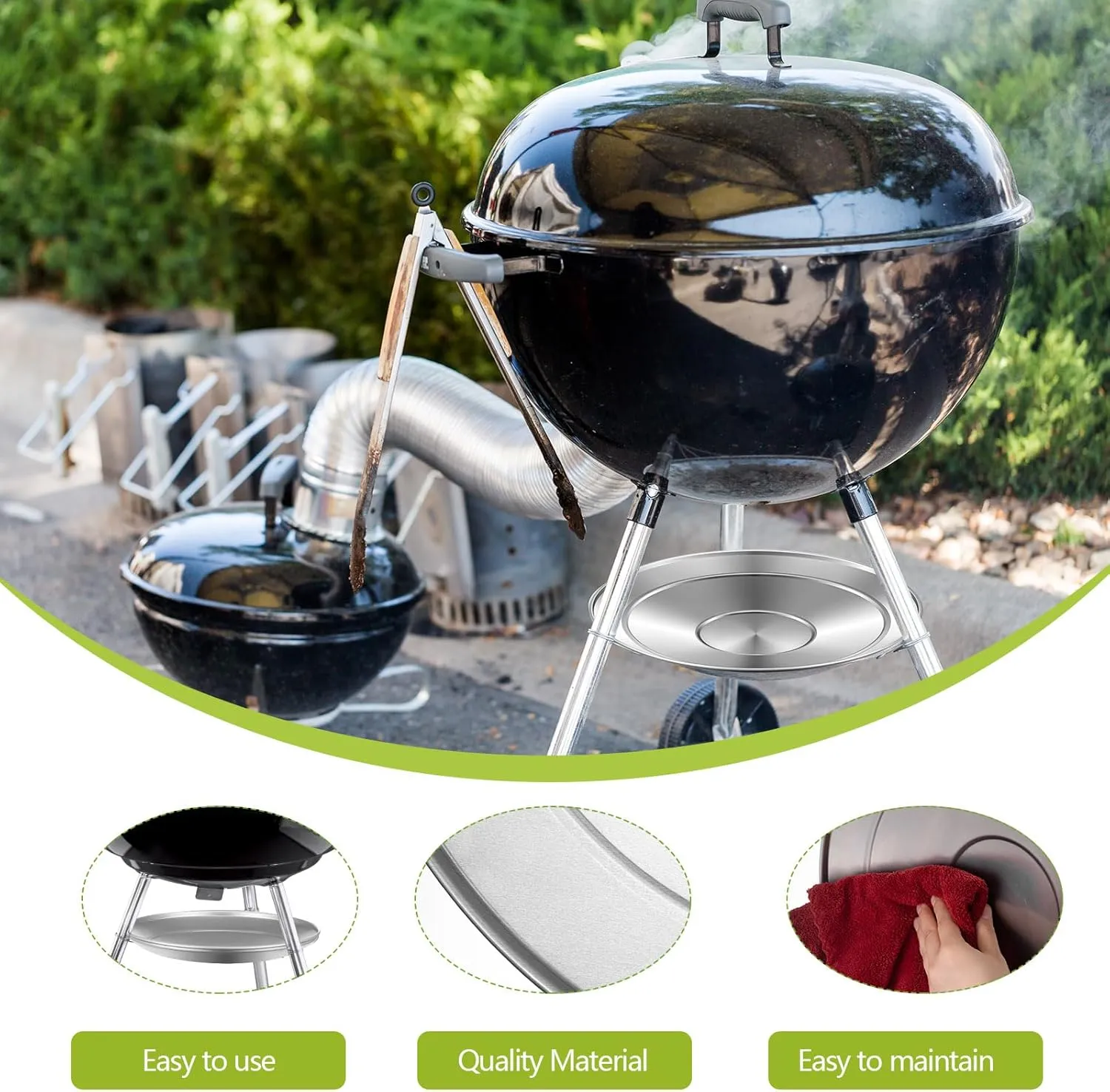 2 Pcs 13-1/2" Diameter Ash Catcher Pan Ash Pan for Charcoal Grill Compatible with Weber for Grill Replacement Parts