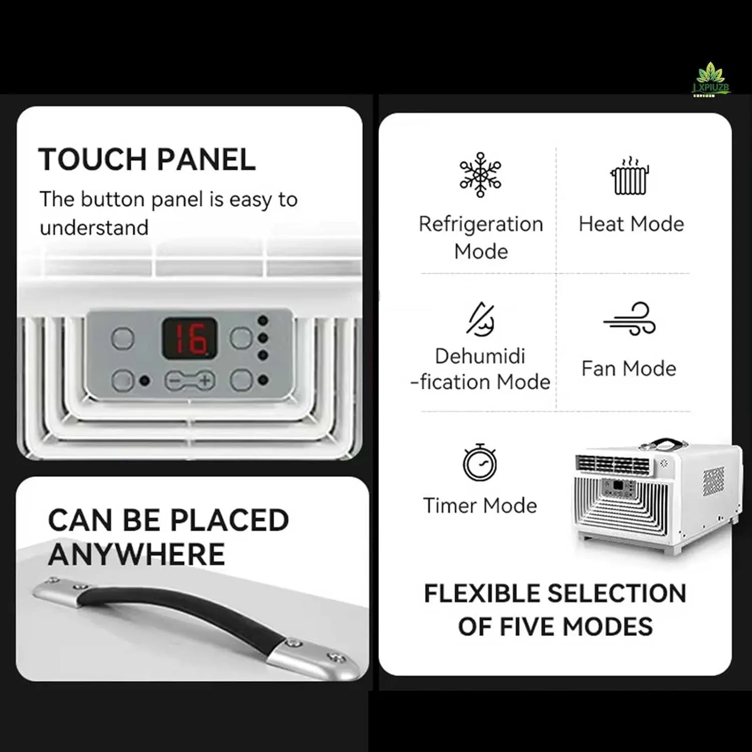 2200btu Camping Air Conditioners, Heating and Cooling 2-Use 300w Portable Intelligent with Remote Control Mobile Air Conditioner,Outdoor Mobile Tent Air Conditioner