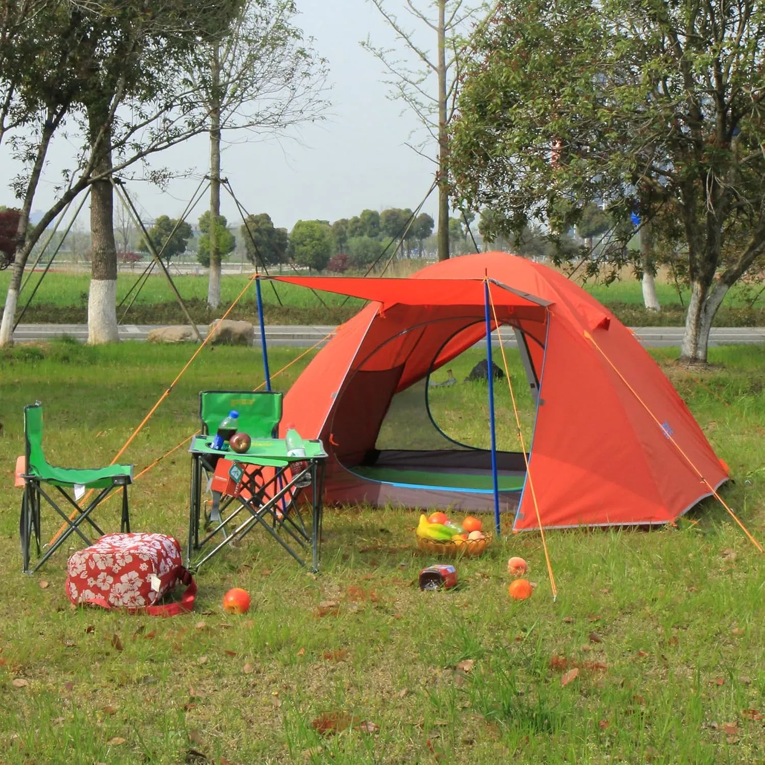 2/3 Person Camping Tent Backpacking Lightweight Tent Waterproof Windproof Aluminum Pole Two Doors Double Layer Easy Setup Portable for Outdoor Camping Hiking Beach Travel