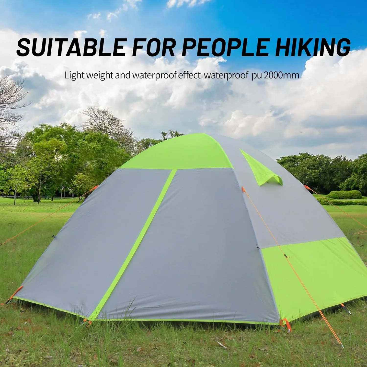 2/3 Person Camping Tent Backpacking Lightweight Tent Waterproof Windproof Aluminum Pole Two Doors Double Layer Easy Setup Portable for Outdoor Camping Hiking Beach Travel