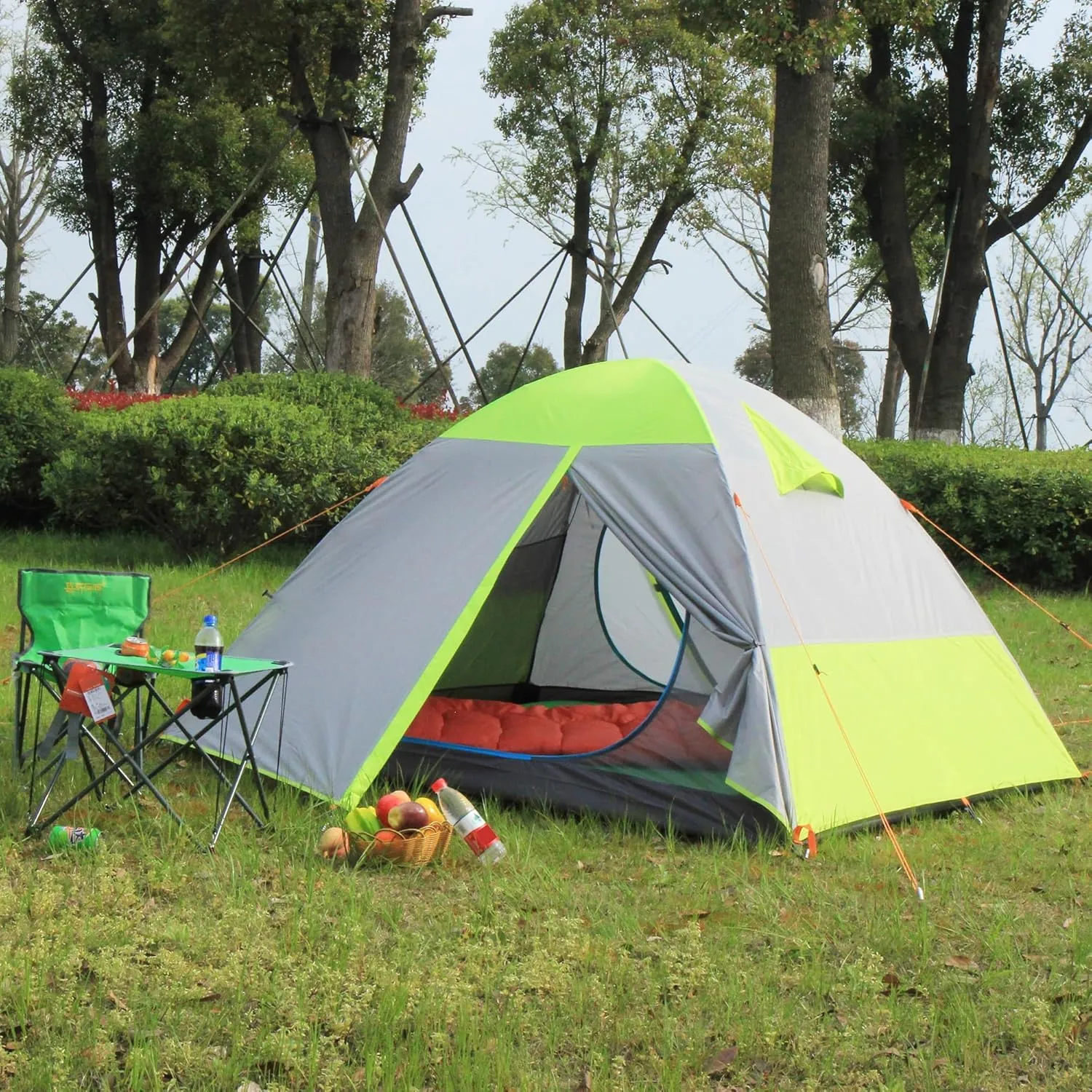 2/3 Person Camping Tent Backpacking Lightweight Tent Waterproof Windproof Aluminum Pole Two Doors Double Layer Easy Setup Portable for Outdoor Camping Hiking Beach Travel