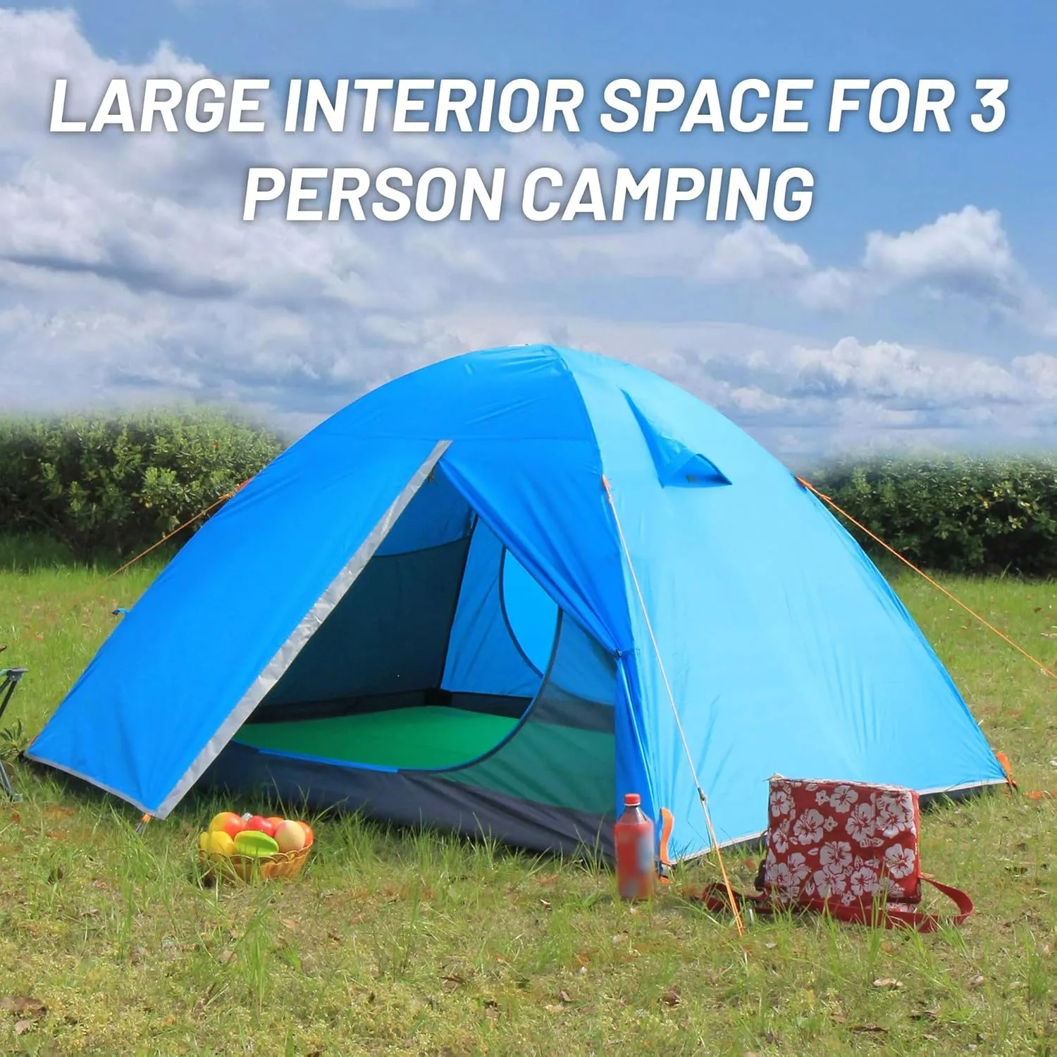2/3 Person Camping Tent Backpacking Lightweight Tent Waterproof Windproof Aluminum Pole Two Doors Double Layer Easy Setup Portable for Outdoor Camping Hiking Beach Travel