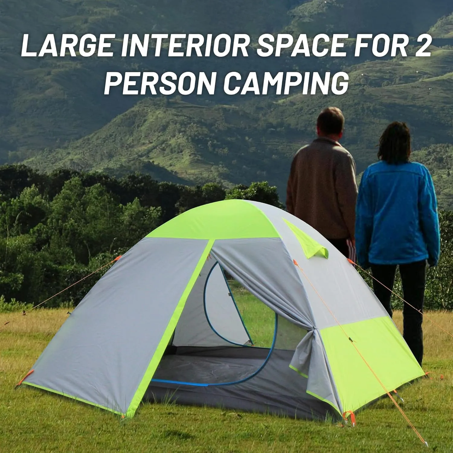 2/3 Person Camping Tent Backpacking Lightweight Tent Waterproof Windproof Aluminum Pole Two Doors Double Layer Easy Setup Portable for Outdoor Camping Hiking Beach Travel