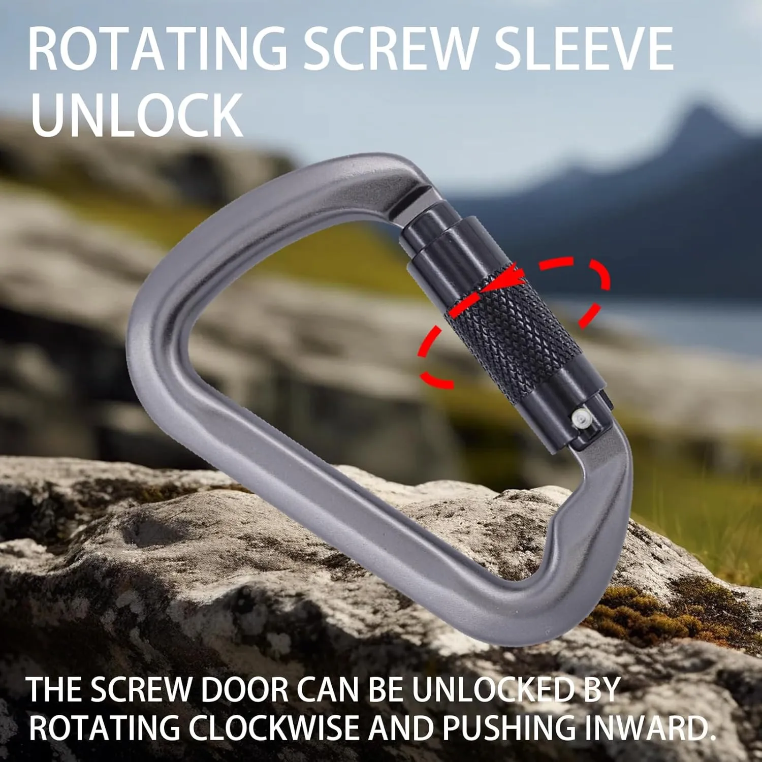 23KN D Shaped Auto Locking Climbing Carabiner Clips Twist Lock and Heavy Duty Carabiners for Rock Climbing Rappelling Fire Rescue High Altitude and Mountaineering