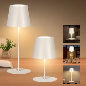 2Pack Cordless Table Lamp,Wireless Bottle Lamp,3 Level Dimming LED Portable Desk lamp,5000mAh Rechargeable Battery,One-Touch Power Off,Waterproof Outdoor,for Bedroom/Bars/Camping(White)