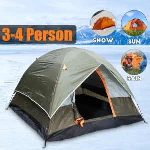 3-4 Person Windbreak Camping Tent Dual Layer Waterproof Open Anti UV Tourist Tents