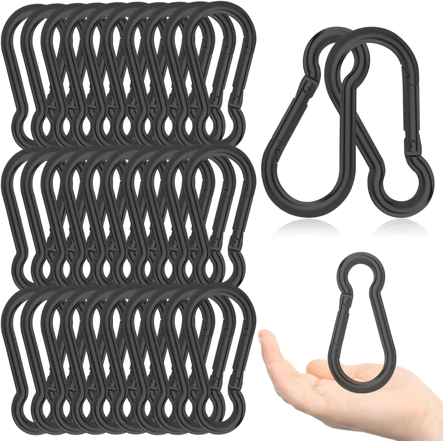 30PCS 4" Black Heavy Duty Spring Snap Hook, M10 3/8" Galvanized Steel Snap Hook Carabiner Quick Link Carabiner Clip, 500LBS Holding Capacity Quick Link Keychain for Swing Hammock Gym Outdoor