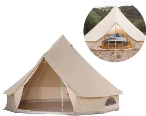 3/4/5/6M Camping Bell Tent 4-Season Heavy Duty Family Tent Outdoor Hiking Hunting Yurt Tent With Zipped Groundsheet And Chimney