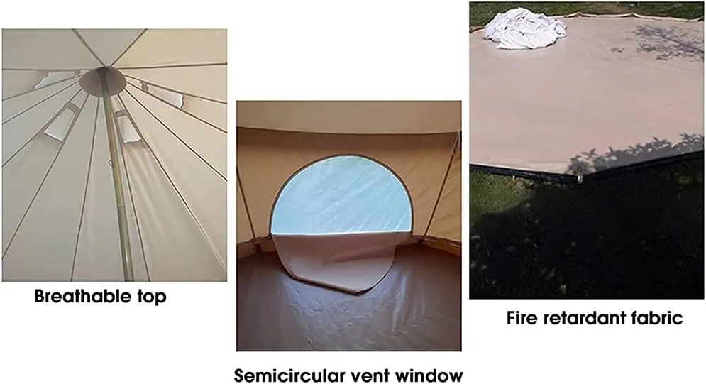3/4/5/6M Camping Bell Tent 4-Season Heavy Duty Family Tent Outdoor Hiking Hunting Yurt Tent With Zipped Groundsheet And Chimney