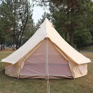 3/4m Yurt Tent with Stove Hole Camping Family Tent Cotton Canvas Bell Tent Large Space Pyramid Tent for Outdoor Party Hunting Picnic