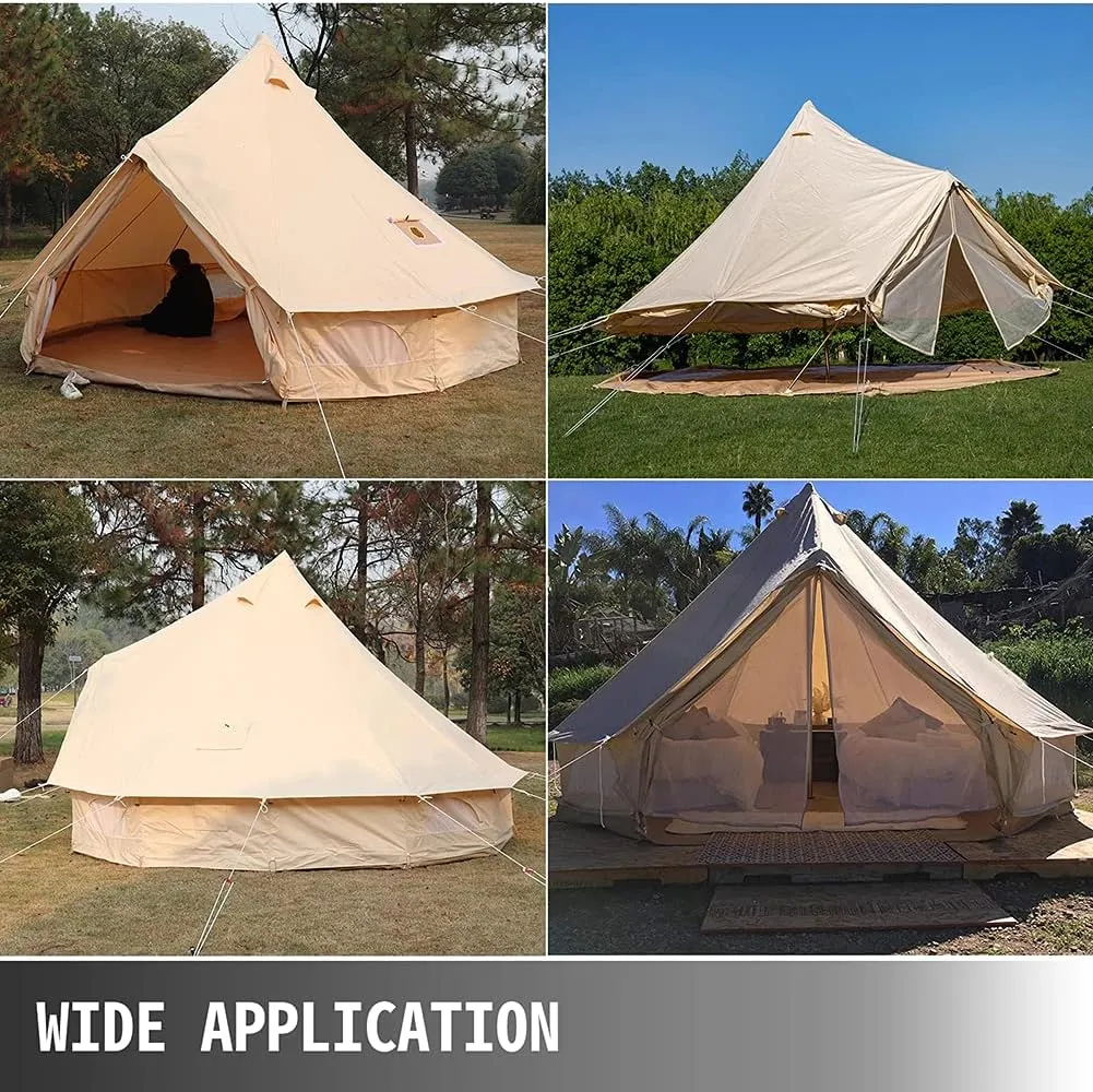 3/4m Yurt Tent with Stove Hole Camping Family Tent Cotton Canvas Bell Tent Large Space Pyramid Tent for Outdoor Party Hunting Picnic