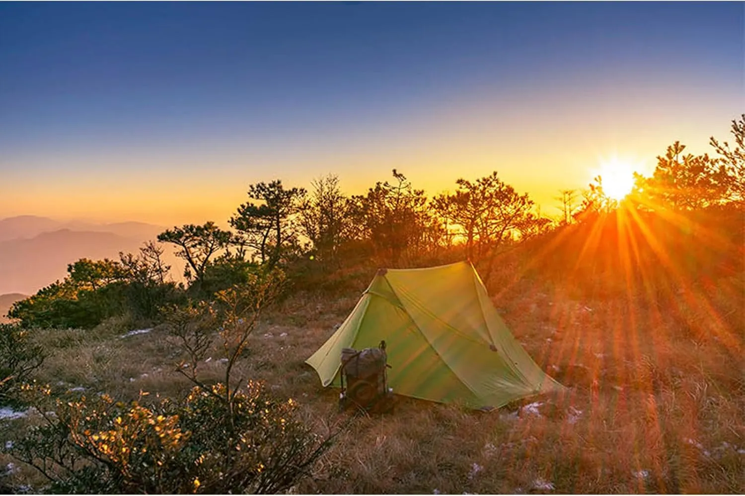 3FULGEAR Lanshan 2 Pro Tent 2 Person Ultralight Camping Tent, 3/4 Season Professional 20D Silnylon Rodless Tent for Camping, Climbing, Hiking