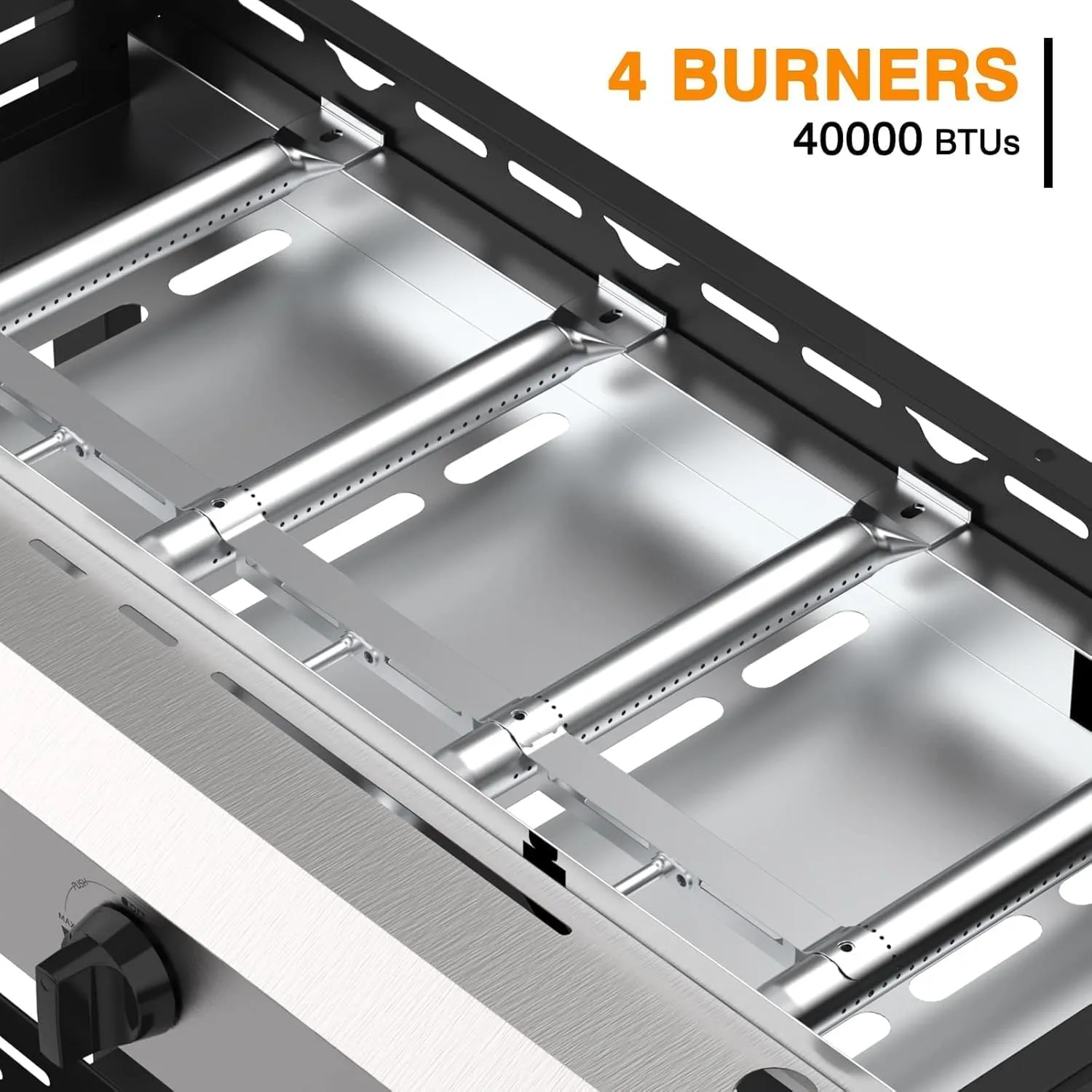 4 Burner Flat Top Grill, 30 Inch Stainless Steel Tabletop Portable Propane Griddle, 40,000 BTU BBQ Gas Griddle Flat Grill for Outdoor BBQ