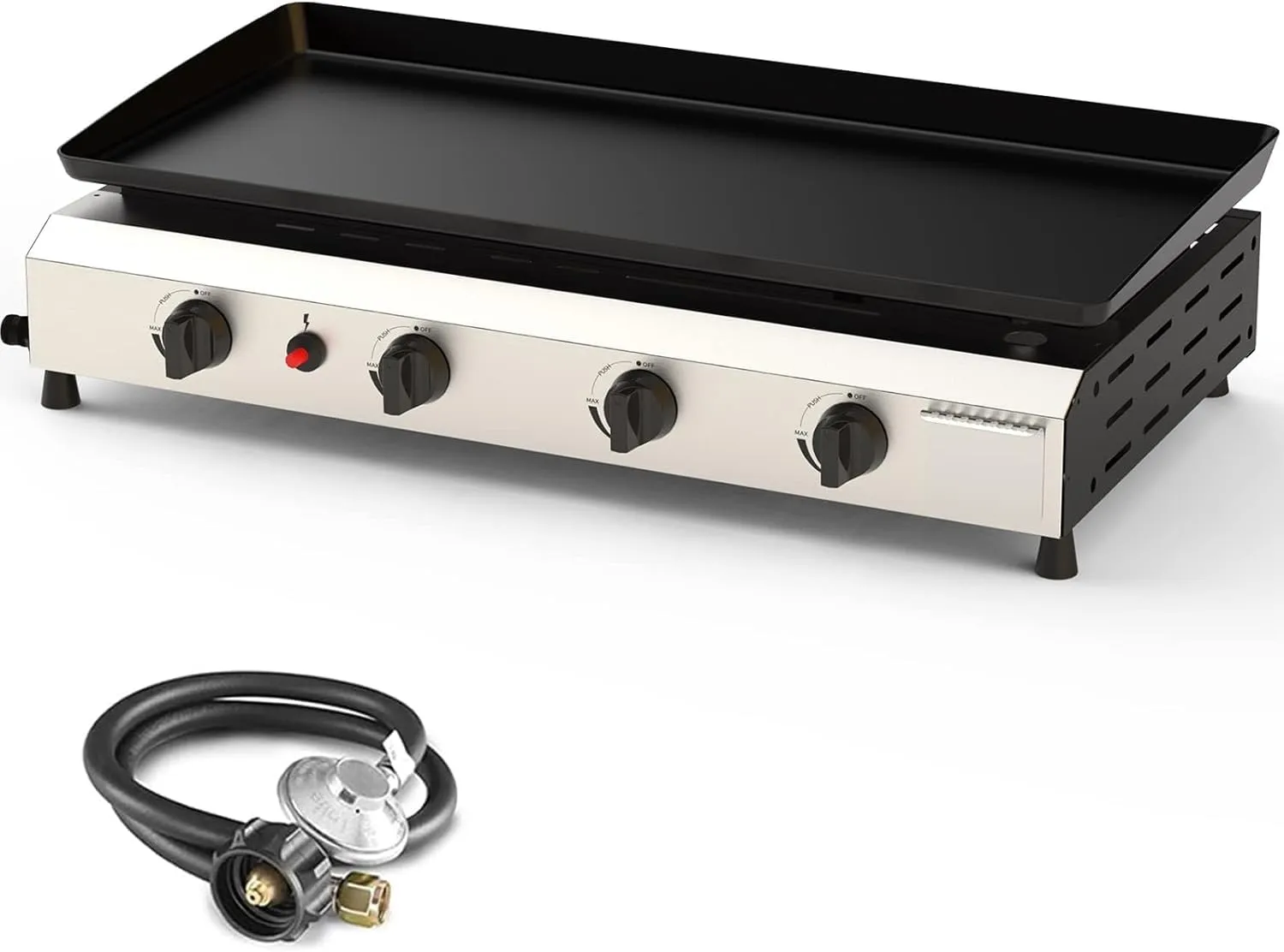 4 Burner Flat Top Grill, 30 Inch Stainless Steel Tabletop Portable Propane Griddle, 40,000 BTU BBQ Gas Griddle Flat Grill for Outdoor BBQ