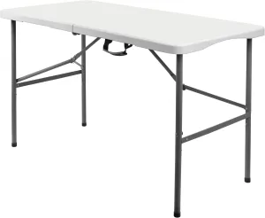 4 ft Portable Folding Table, Camping Foldable Table with Carrying Handle, Locks, Stright Legs for Indoor & Outdoor Party, Barbeque, Camping, Board Games - White