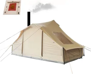 4 Season Waterproof Glamping Tents for Camping with Stove Jack Hole,Luxury Yurt Bell Tent Camping Tent for 4/6/8 Adults for Glamping Family Camping Zipped Removable Floor