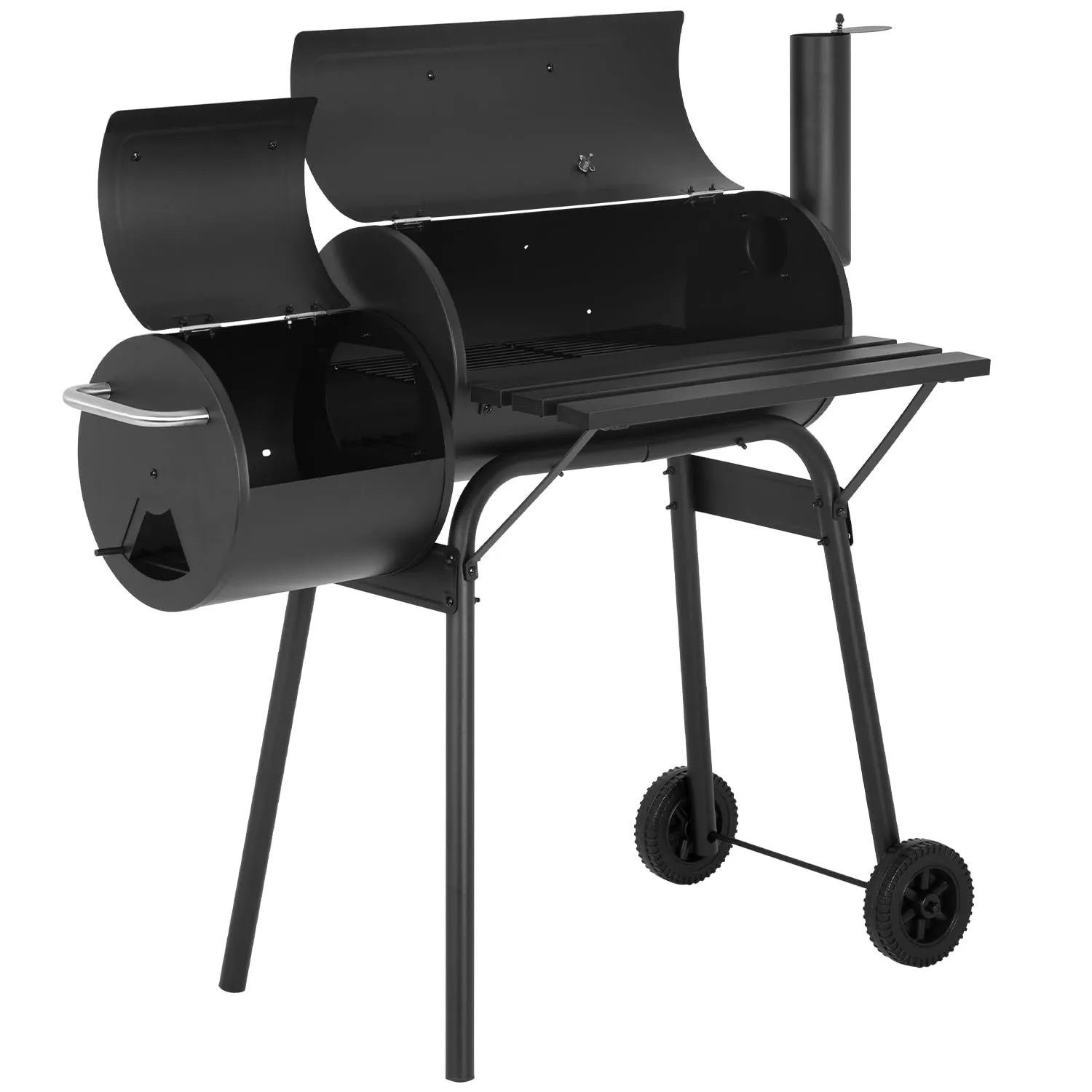 43-inch Charcoal Outdoor BBQ Grill - Portable Camping Grill for 6-10 People, Offset Smoker, Braised Roast, Patio and Backyard Picnic Grill
