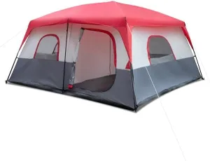 430 * 430 * 210cm Polyester Cloth Fiberglass Poles Can Accommodate 14 People Camping Tent Red and White