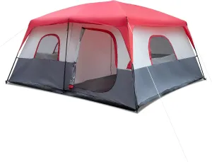 430 * 430 * 210cm Polyester Cloth Fiberglass Poles Can Accommodate 14 People Camping Tent Red and White