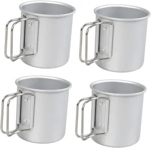 4pcs Camping Water Cup Collapsible Snack Mug Portable Aluminum Mug Outdoor Picnic Cup