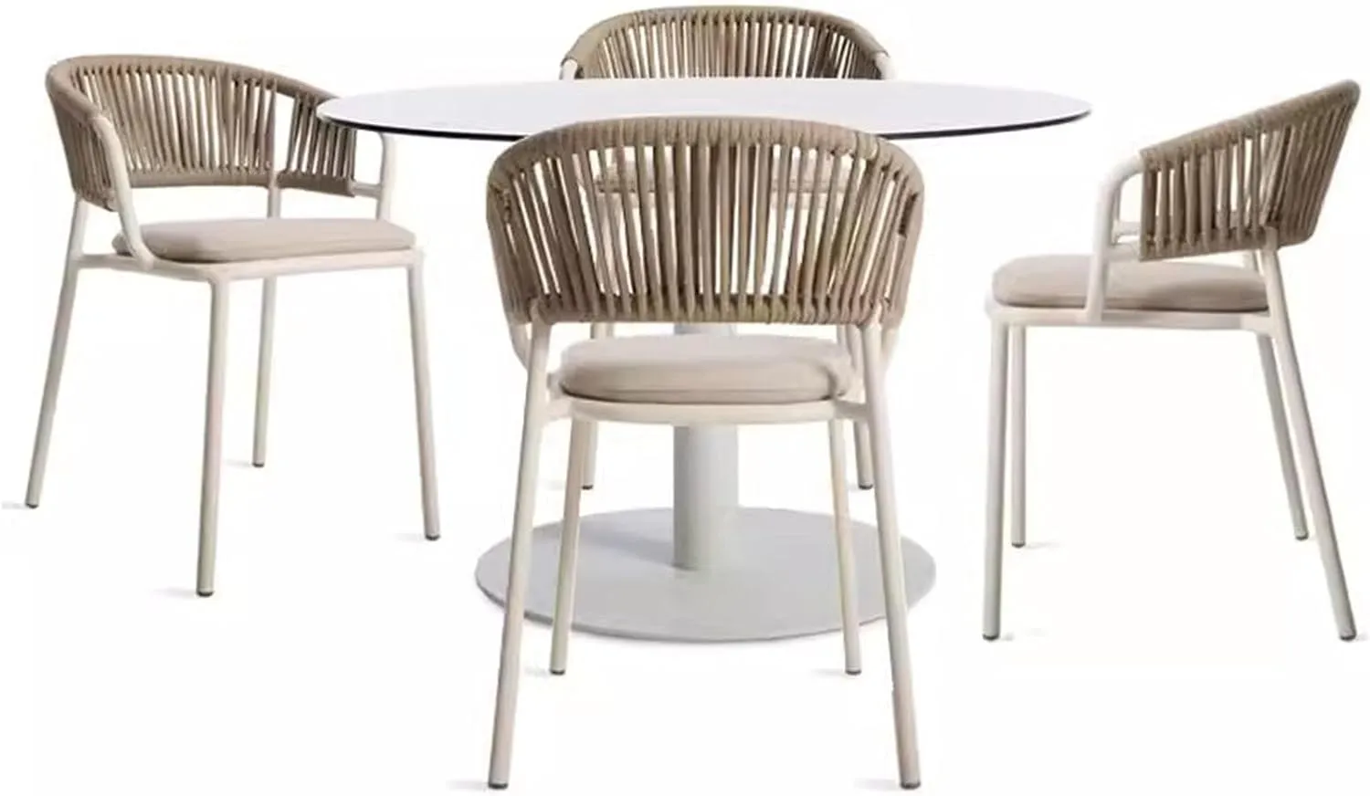 5 Piece Outdoor Patio Chairs Set with Imitation Marble Table, Patio Dining Set for Deck Beach Yard